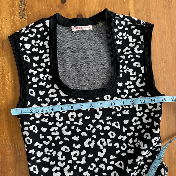 Rebecca Taylor Women's Leopard Stretch Scoop Neck Fit & Flare Stretch Knit Dress - Picture 8 of 9